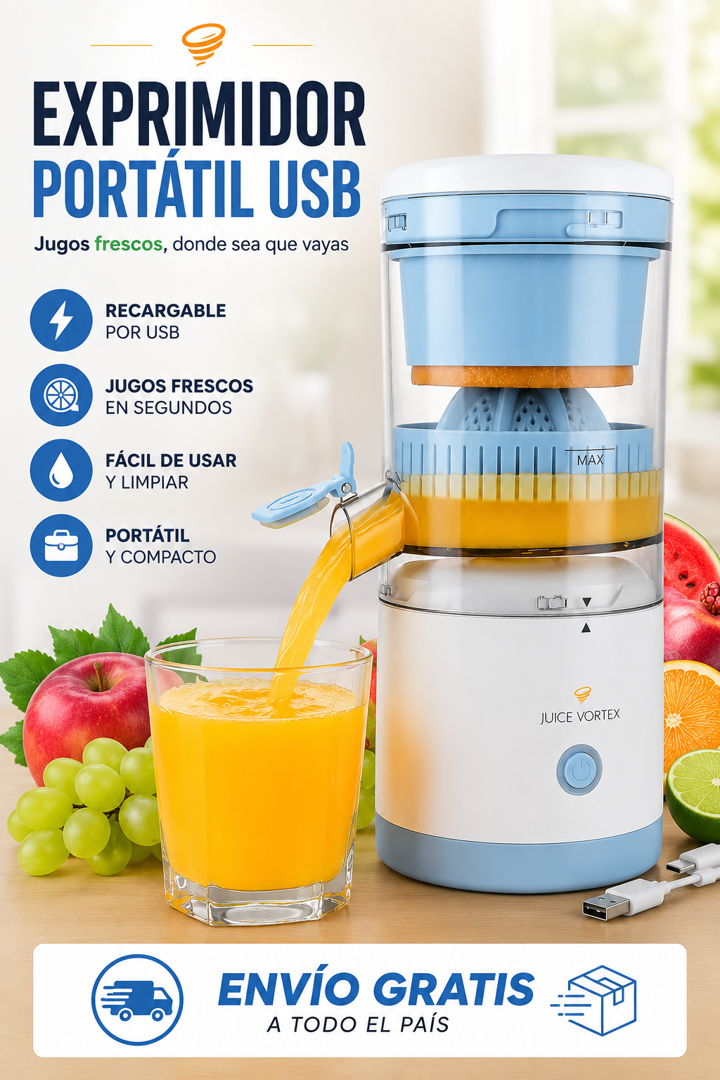 Exprimidor De Frutas Automatico Usb