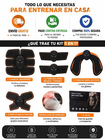 Electro-estimulador Muscular 5 En 1