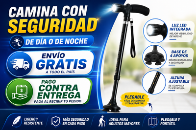 Bastón Ortopédico Plegable Con Luz