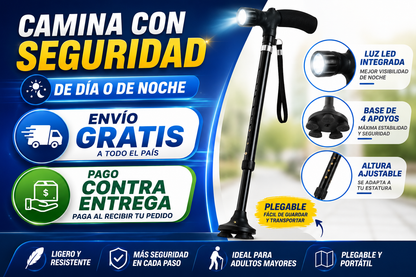Bastón Ortopédico Plegable Con Luz