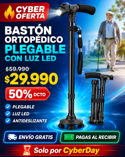 Bastón Ortopédico Plegable Con Luz