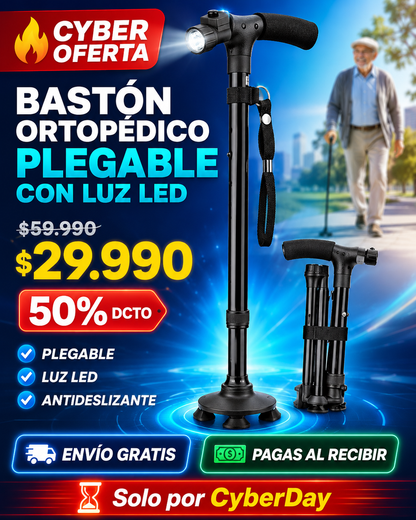 Bastón Ortopédico Plegable Con Luz