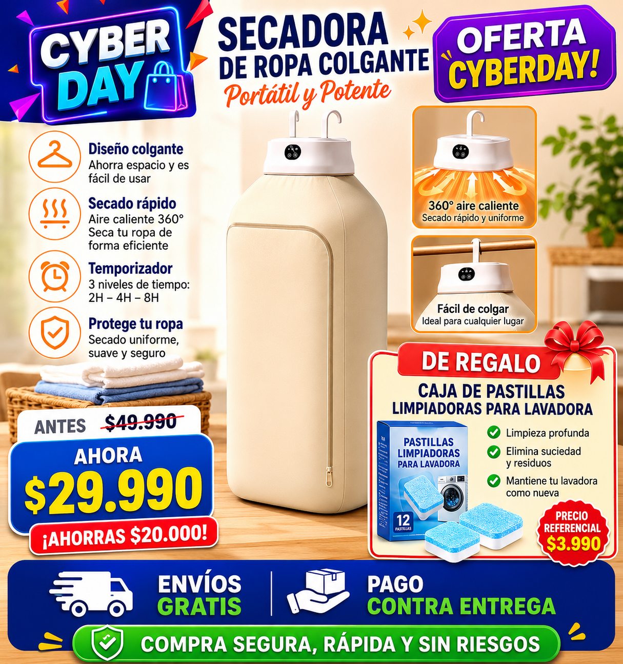 Secadora Ropa Portátil