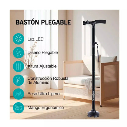 Bastón Ortopédico Plegable Con Luz